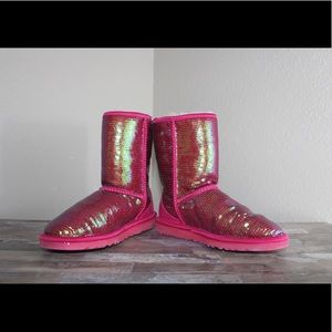 Pink sequence UGG boots